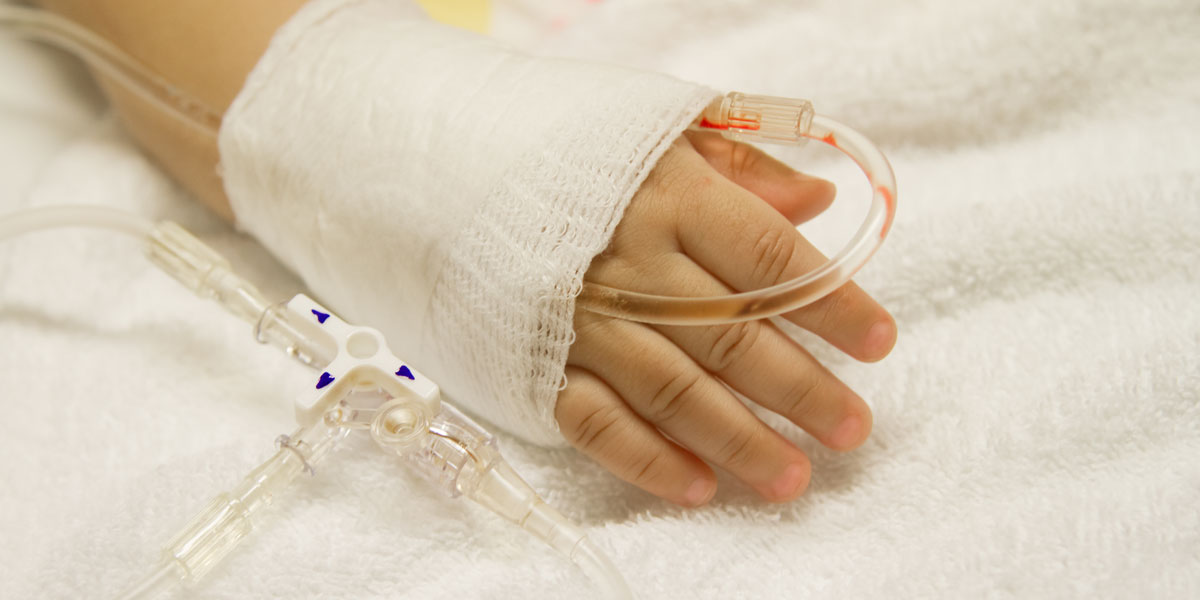 Child patient with saline intravenous