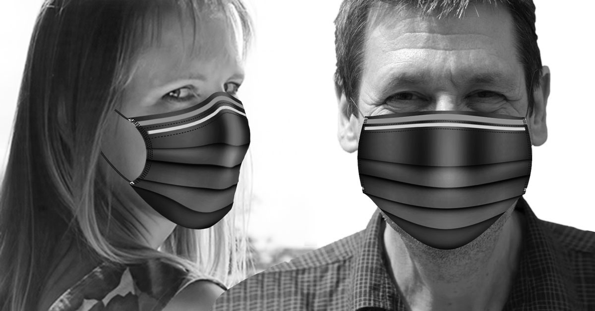 Claire Robinson and Jonathan Matthews wearing masks