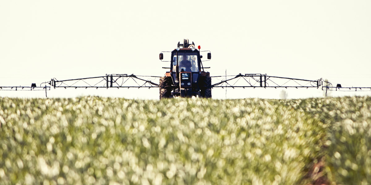 Crop spraying with pesticides