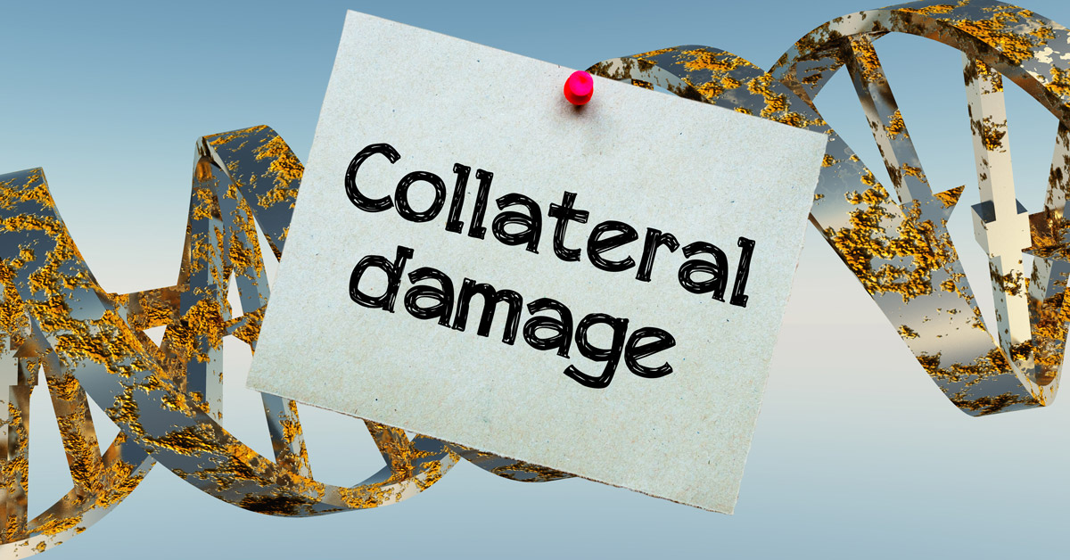 Damaged DNA strands and collateral damage