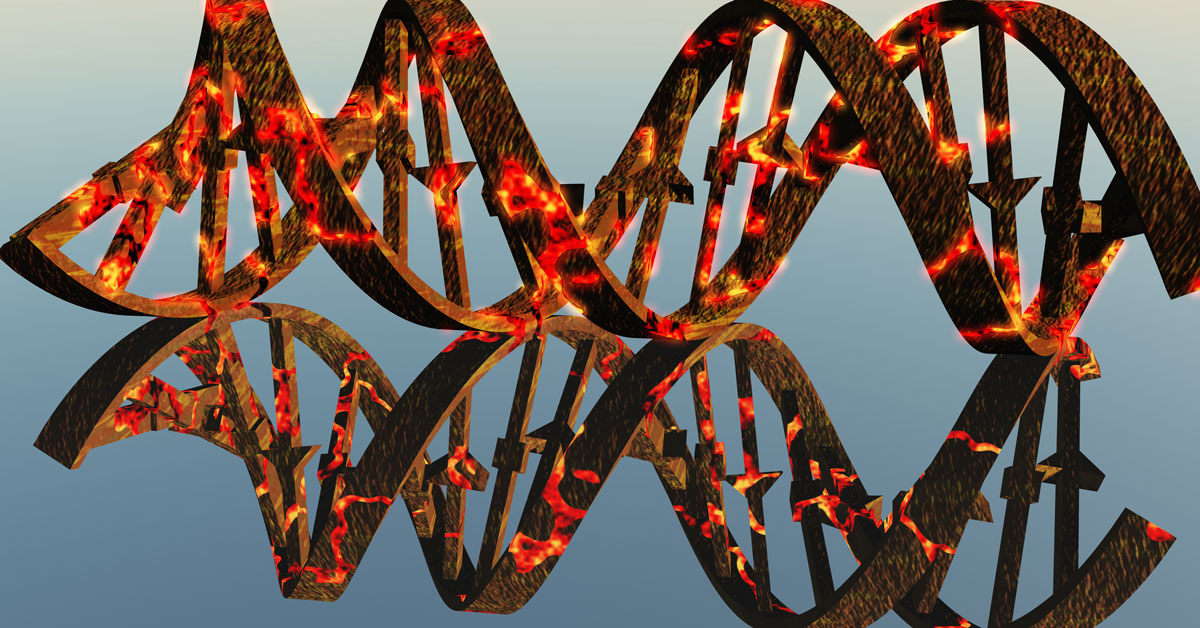 Damaged DNA on fire