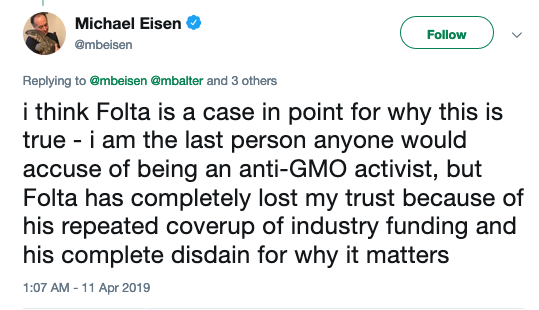 Michael Eisen tweet