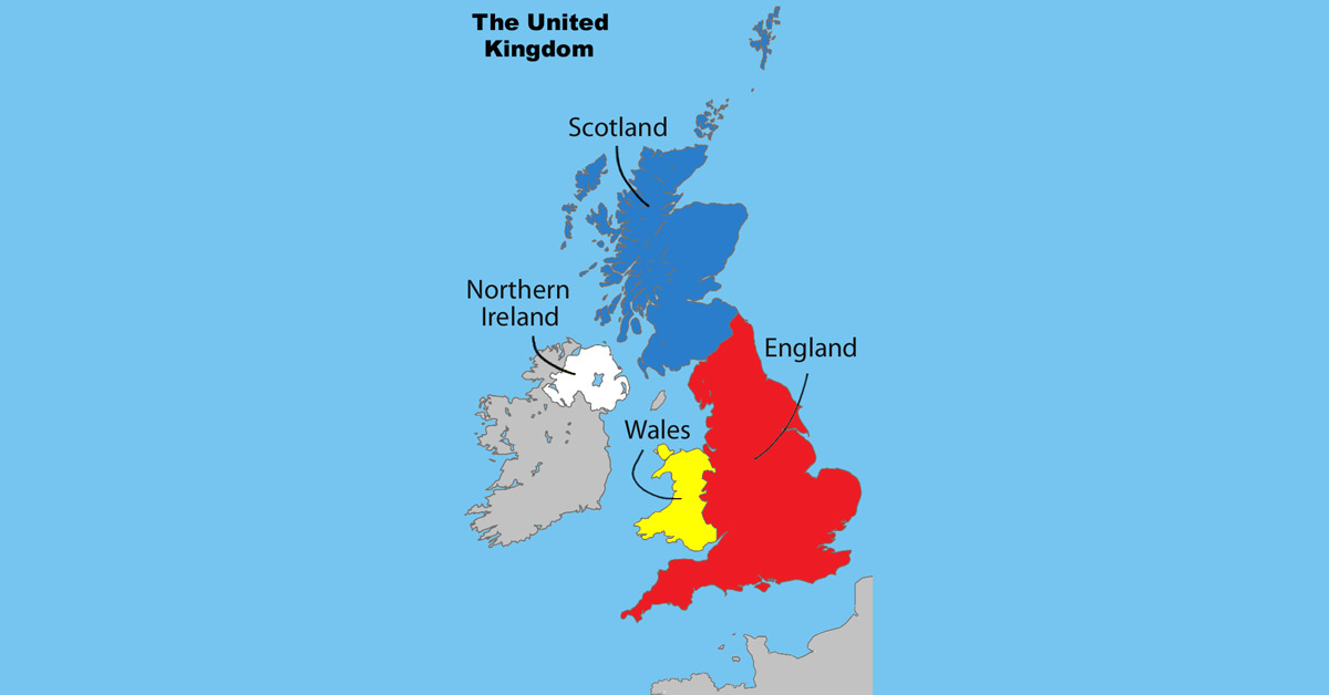 Political map of United Kingdom with member countries